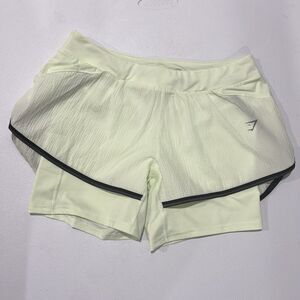 Gymshark womens cucumber Green Drawstring Speed 2 In 1 Athletic Shorts Size‎ M